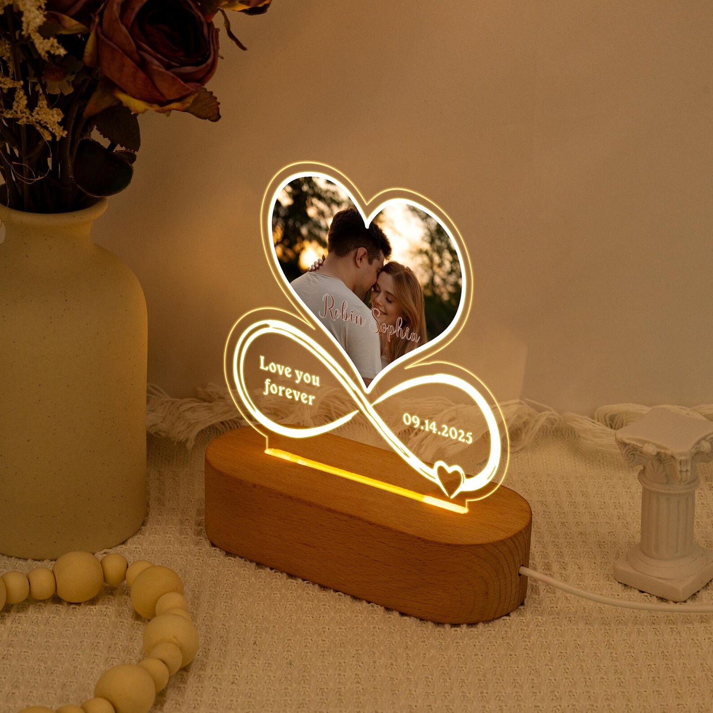 Lampe infinity (photo personnalisée)